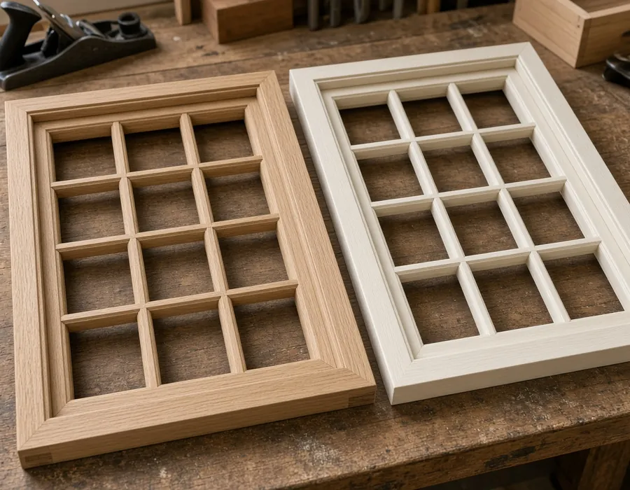 Illustration of a newly made replica timber sash beside an older original sash